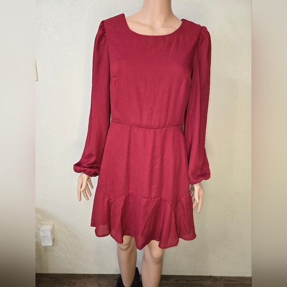 Altar'd State Dresses & Skirts - Altar’d State Burgundy  Dress Large. Long Sleeve Boho Flowy